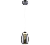 BRILLIANT lampe Metropolis LED suspension 1 lumière chrome / verre fumé 1x COB LED 5W intégré, 500 Chrome G