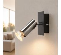 Applique murale argentée lampe de salon spot noir réglable Brilliant G14810/76