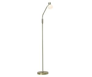 BRILLIANT lampe Philo lampadaire LED 1 lumière laiton brossé/blanc | 1x LED-D45, E14, ampoule LED 4W incluse, (450lm, 2700K) | Échelle A ++ à E | Avec interrupteur à bascule, Or