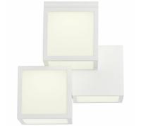 BRILLIANT Lampe, Plafonnier LED Cubix 3 flammes blanc, métal / plastique, 1x 25W