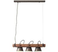 BRILLIANT lampe Plow suspension 3 lampe noir acier/bois | 3x A60, E27, 10W, adapté aux lampes standard (non incluses) | Échelle A ++ à E | Têtes pivotantes