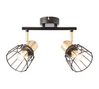 BRILLIANT Lampe, Posca spot tube 2-flammes noir mat / laiton brossé, métal, 2x D