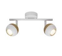 BRILLIANT lampe Scan LED spot tube 2 lumières blanc/bois clair | 2x LED-PAR51, GU10, 3W lampes à réflecteur LED incluses, (250lm, 3000K) | Échelle A ++ à E | Têtes pivotantes