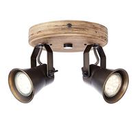 BRILLIANT lampe Seed Spotrondell 2flg acier noir/bois clair | 2x PAR51, GU10, 5W, adapté aux lampes à réflecteur (non incluses) | Échelle A ++ à E | Têtes pivotantes
