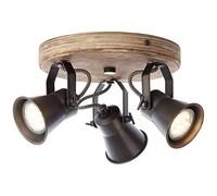 BRILLIANT lampe Seed Spotrondell 3flg acier noir/bois clair | 3x PAR51, GU10, 5W, adapté aux lampes à réflecteur (non incluses) | Échelle A ++ à E | Têtes pivotantes