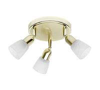 Brilliant Lampe Sofia Spotrondell 3 spots laiton/blanc albâtre E14 40W têtes pivotantes