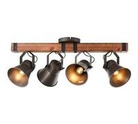 Brilliant lampe, spot bar Decca 4 flammes acier noir, 4x A60, E27, 10W, bois issu de la foresterie durable (FSC) noir G