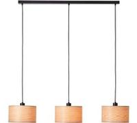 Brilliant lampe, suspension Romm 3-flammes wood light / noir, 3x A60, E27, 52W, câble peut être raccourci / réglable en hauteur noir G