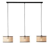 Brilliant lampe, suspension Wiley 3-flammes noir / couleur bois, 3x A60, E27, 60W, câble peut être raccourci / réglable en hauteur brun G