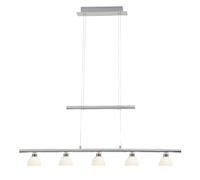 Brilliant Lampe Tonja LED Suspension 5flg chrome/blanc | 5x 5W LED | Lampe LED à suspendre, hauteur réglable, 3 niveaux de gradation, 175 x 98 cm, 3100lm