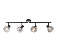 BRILLIANT lampe tube réfléchissant spot 4 ampoules noir mat/verre fumé | 4x D45, E14, 18W, adapté aux lampes à suspension (non inclus) | Échelle A ++ à E | Têtes pivotantes/bras rotatifs