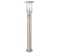 Brilliant lampe York lampadaire extérieur détecteur de mouvement acier inoxydable | 1x A60, E27, 40W, lampes normales gf non spécifiées. | Classe de protection IP: 44 - étanche aux éclaboussures