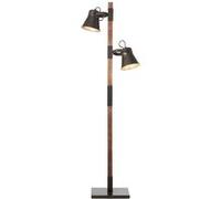 Lampadaire 2L - Brilliant - Plow - 153,5x50x31cm - E27 2x10W - noir et bois