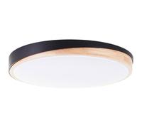 Brilliant LED Applique murale & plafonnier avec télécommande & CCT (3000 K | Lampe de plafond LED, Ø50cm, 4500lm, télécommande, noir / couleur bois