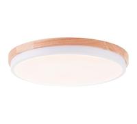 Brilliant LED Applique murale & plafonnier avec variateur d'intensité à 3 niveaux & cadre en bois marron clair de l'hévéa & couleur de lumière blanc chaud (3000 K) | Ø 35 cm | 24 W | 2400 lm | en