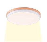 Brilliant LED Applique murale & plafonnier avec variateur d'intensité à 3 niveaux & cadre en bois marron clair de l'hévéa & couleur de lumière blanc chaud (3000 K) | Ø 35 cm | 24 W | 2400 lm | en