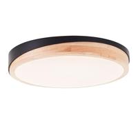 Brilliant LED Applique murale & plafonnier avec variateur d'intensité à 3 niveaux & cadre en bois noir et marron de l'hévéa & couleur de lumière blanc chaud (3000 K) | Ø 35 cm | 24 W | 2400 lm | en