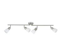 BRILLIANT Plafonnier barre à 4 lumières Sofia hauteur 13 cm E14 40W acier, chrome et blanc
