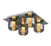 Brilliant Rafa Plafonnier LED 4 flammes chrome / verre fumé Luminaires d'intérieur, plafonniers, décoratifs | 4x LED 5.5W intégrées, (flux lumineux: 535lm, couleur de la lumière: 3000K) | A | Éco