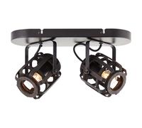 Brilliant Plafonnier Spot Woodrow Bambou Noir Max 2x42W E14 Pivotant