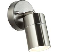 BRILLIANT Projecteur mural extérieur argenté JANDY | tête pivotante | dimmable avec ampoule adaptée | 1x GU10 douille max. 10 Watt | métal/verre | IP44