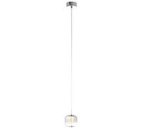 BRILLIANT Rafa LED suspension 1 flamme chrome / verre fumé argent G