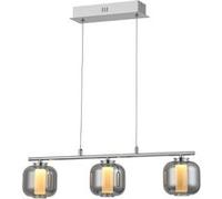 Brilliant Rafa LED Suspension 3 flammes barres luminaires intérieurs, suspensions, barres chromées/verre fumé | 3x 5,67W LED intégrées, (flux lumineux: 697lm, couleur de la lumière: 3000K) | A