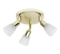 Brilliant Lampe Sofia Spotrondell 3 spots laiton/blanc albâtre E14 40W têtes pivotantes