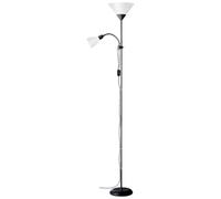 Brilliant Spari Deckenfluter mit Leselampe schwarz, weiß LED Stehlampe | Schlichter Deckenfluter mit Lesearm, H 180 cm, E27/E14 - inkl. LED