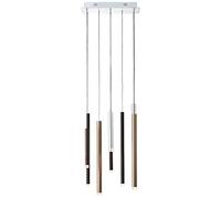 Brilliant Suspension à 8 ampoules LED - Hauteur réglable - Style café - Intensité variable sur 3 niveaux via interrupteur mural en métal/plastique - En aluminium/noir/marron/café - 40 x 25 cm