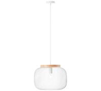 Brilliant Suspension Giada H 110 cm, D 40 cm, E27, peut être raccourcie, métal/bois, blanc/bois clair