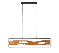 Brilliant Suspension LED Chaumont 100cm noir/bois, aluminium/métal/bois, 1x LED intégrée, 20 W, (flux lumineux : 2300lm, couleur de la lumière : 3000K)