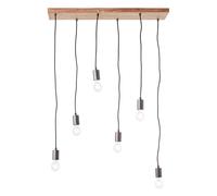 Brilliant Suspension Rustique Noir/Bois 80 cm Max 6x40W E27 Lampe Réglable