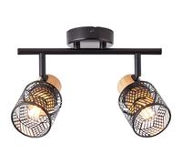 Brilliant Taches Santy 2 lumières noir avec bois - 99397/76