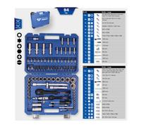 Brilliant Tools Jeu de clés à douille, 94 pcs, 1/4", 1/2"