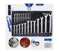 Brilliant Tools Jeu de clés polygonales à cliquet réversible BT013221 21 pièces 6-32 mm
