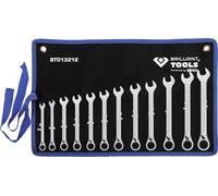 Brilliant Tools Jeu de clés à cliquet réversible BT013212 – 12 pièces 8–19 mm (Powered by KS TOOLS)