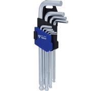 BRILLIANT TOOLS Jeu de clés mâles coudées BT045009 — 9 pièces profil six pans creux, courtes