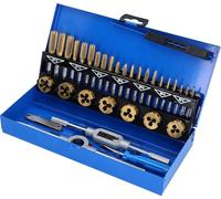 BRILLIANT TOOLS BT101950 TiN Gewindeschneidwerkzeug-Satz, 32-TLG. [Powered by KS Tools] Jeu tarauds Alimenté