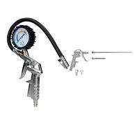 BRILLIANT TOOLS BT691019 Testeur de pression des pneus, 0-16 bars [Powered by KS TOOLS] & BT161103 Pistolet pneumatique de soufflage avec 3 buses interchangeables incluses [Powered by KS TOOLS]