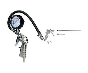 BRILLIANT TOOLS BT691019 Testeur de pression des pneus, 0-16 bars [Powered by KS TOOLS] & BT161103 Pistolet pneumatique de soufflage avec 3 buses interchangeables incluses [Powered by KS TOOLS]