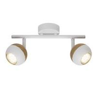 BRILLIANT lampe Scan LED spot tube 2 lumières blanc/bois clair | 2x LED-PAR51, GU10, 3W lampes à réflecteur LED incluses, (250lm, 3000K) | Échelle A ++ à E | Têtes pivotantes