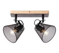 BRILLIANT Whole spot bar 2-flammes noir / couleur bois noir G