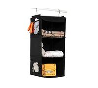 BrilliantJo Étagère Suspendue de Toile, Etagere Rangement, Organiseur Placard de Rangement à 3 Compartiments avec 2 Crochets, Organiseur de vêtements, Armoire Meuble de Rangement, 30X30X60cm, Noir
