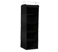 BrilliantJo Étagère Suspendue Pliable, Etagere Rangement, Organiseur Placard de Rangement, Organiseur de vêtement, Armoire Meuble de Rangement avec 6 Poches Latérales, Noir, 30X30X108cm