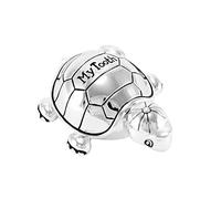 Brillibrum Boîte à dents de lait design en forme de tortue - Argenté - Protection anti-ternissement - Boîte à dents de bébé - Idée cadeau pour baptême (boîte à dents avec gravure jusqu'à 10 caractères)
