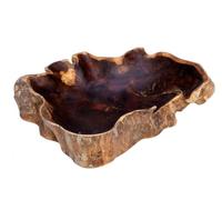 Brillibrum Bol design en bois de teck naturel - Bol décoratif en teck - Bol à bijoux en bois massif - Racine naturelle - Fait à la main