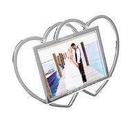 Brillibrum Cadre photo en forme de cœur avec deux cœurs argentés et chromés - Format 10 x 15 cm