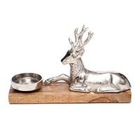 Brillibrum Design Grand photophore en Bois de manguier avec Figurine en Forme de cerf en Bois de manguier