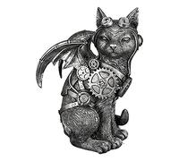 Brillibrum Figurine design Steampunk - Figurine de chat décorative - Firgur mécanique - Sculpture de chat ailé - Roue dentée - Décoration industrielle Steam Punk - Figurine d'art (chat/variante 9)